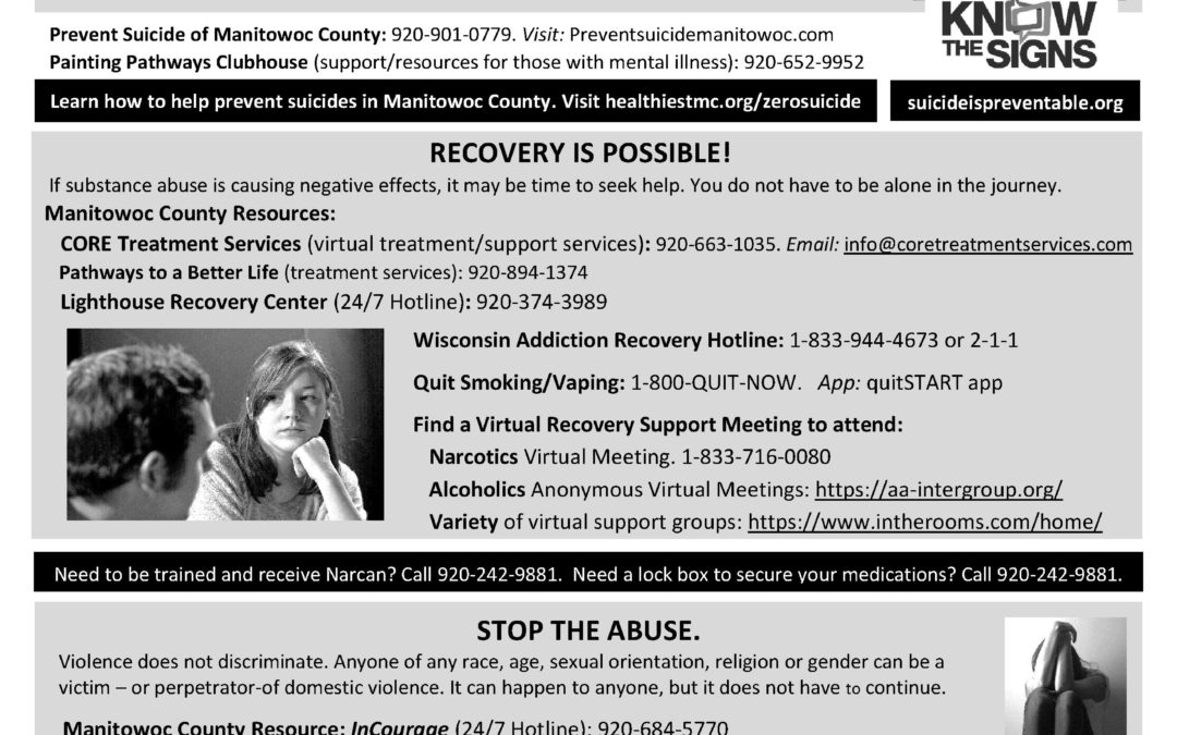 Manitowoc Co Mental Health/Abuse Resources